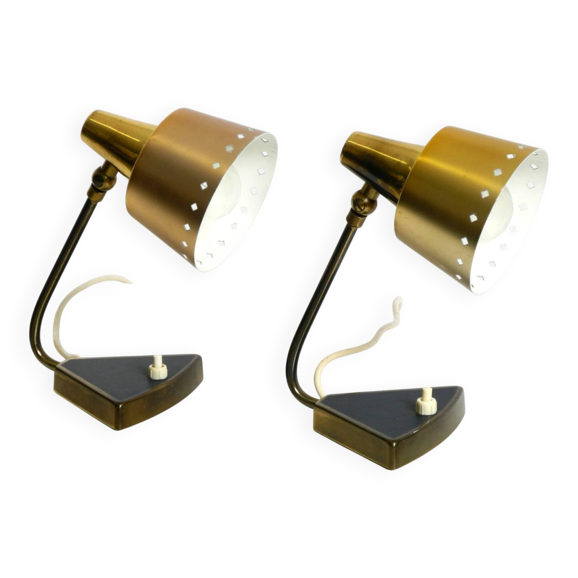 Two beautiful rare Mid Century Modern brass table lamps