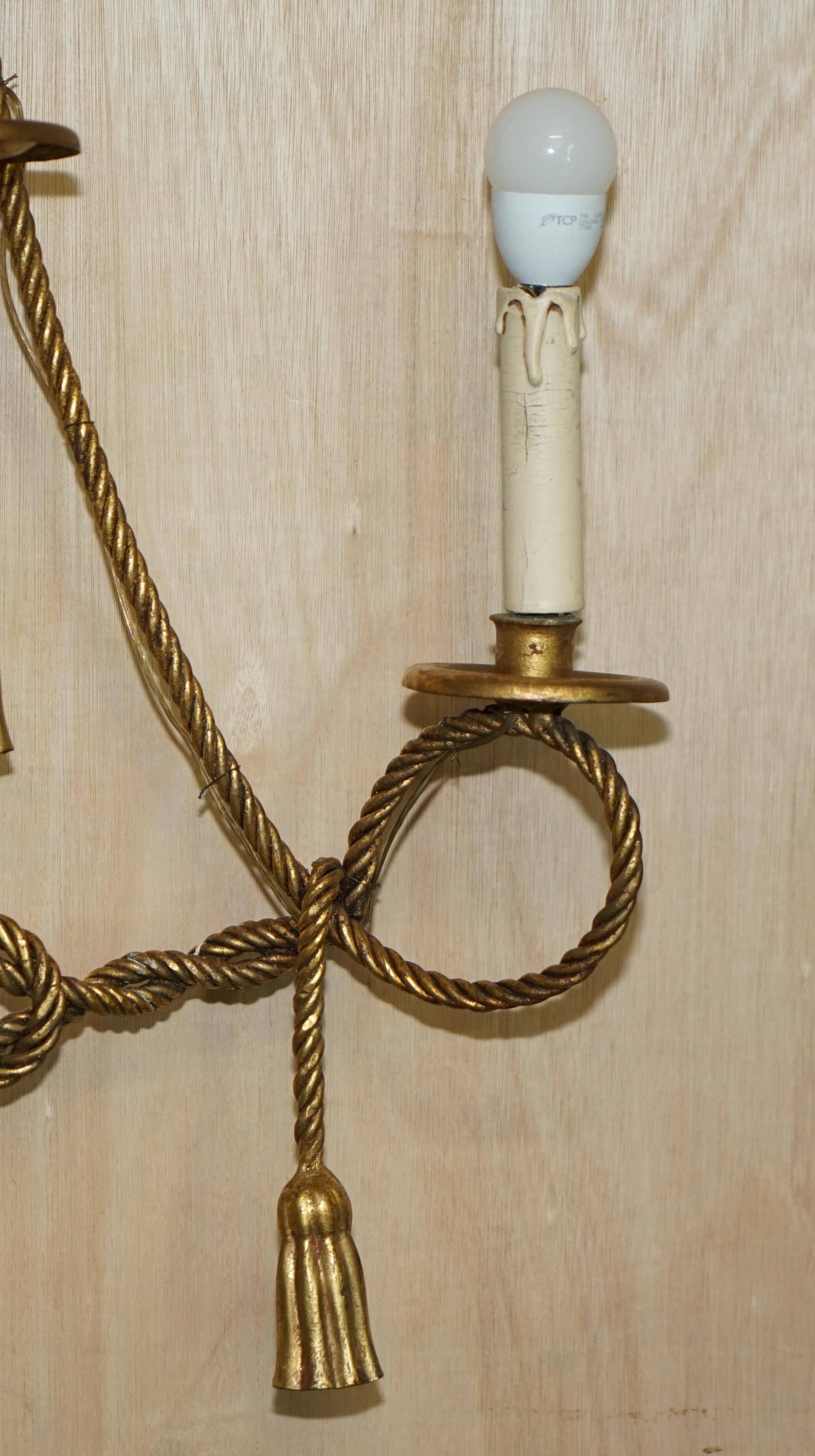 Vintage Twisted Wall Light Three Branches with Pendants