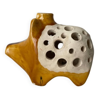 Handmade ceramic solifiore in the shape of a hedgehog