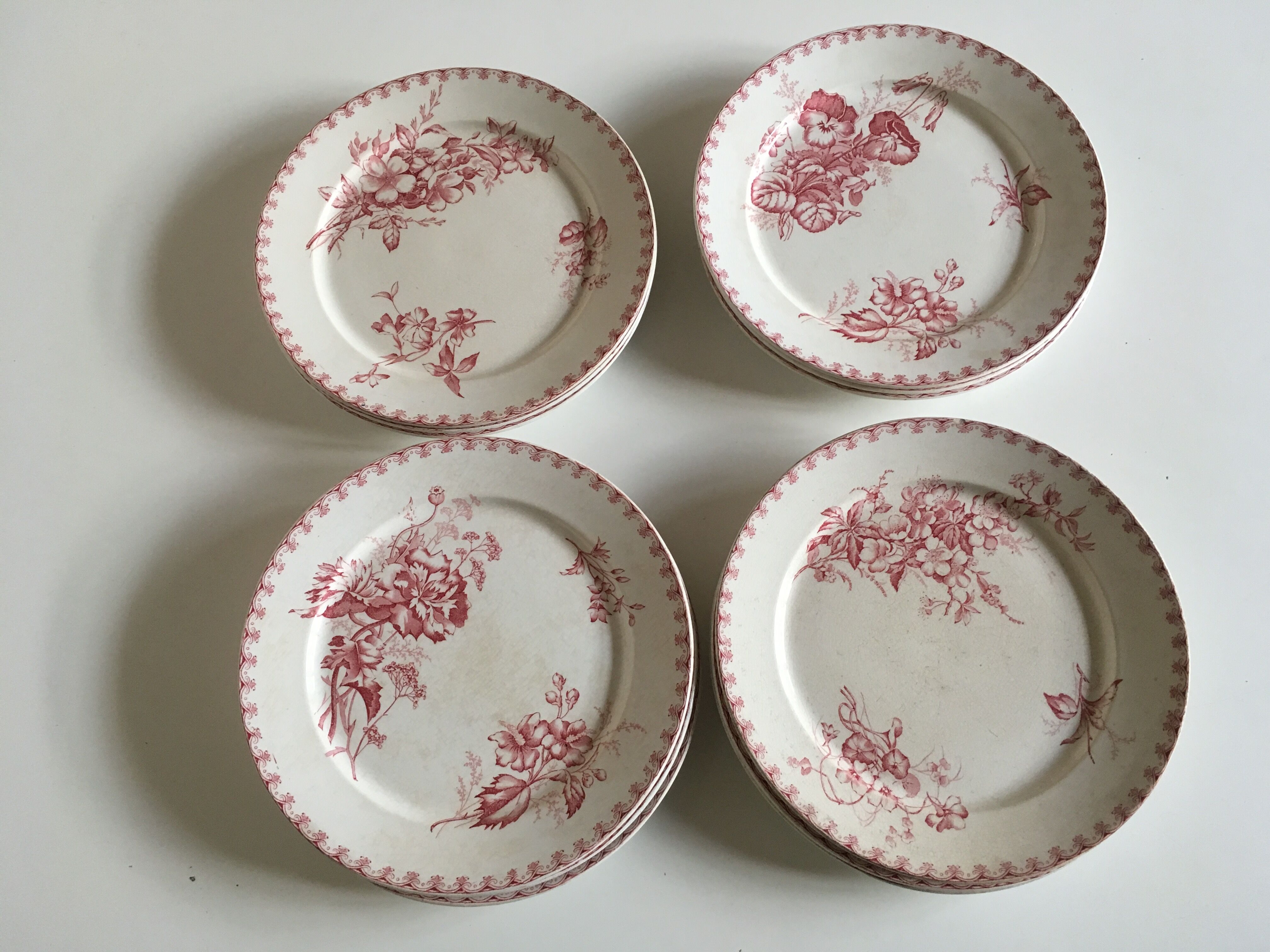 Set of 12 dinner plates of Sarreguemines land of iron décor Vega early 20th