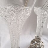 Pair of tulip trees, glass vases and regulator