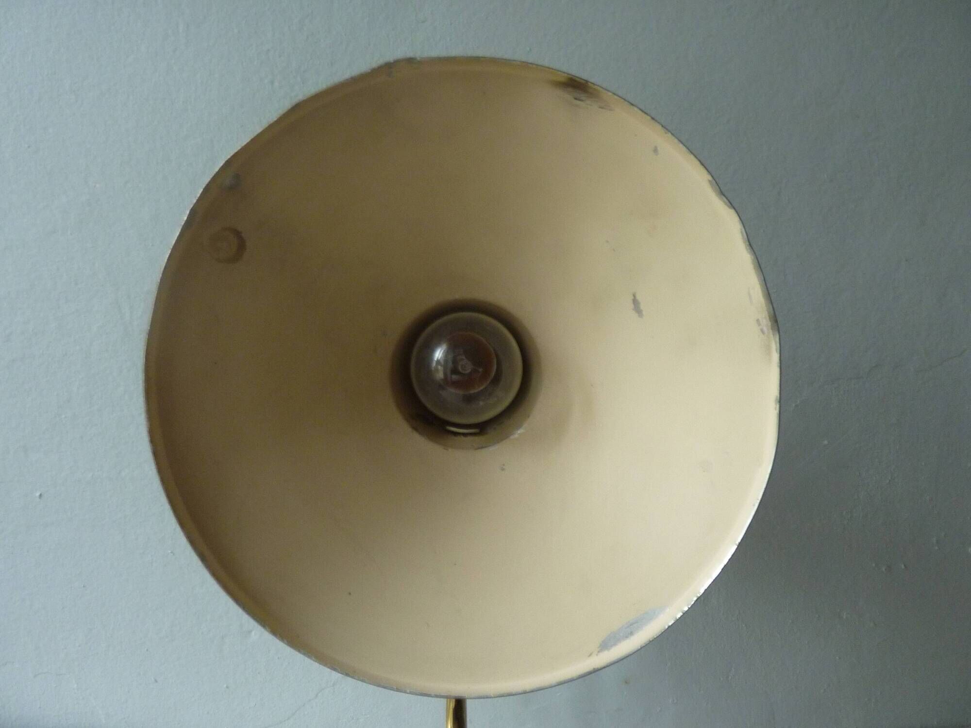 Lamp with ball black metal and brass of the 1950s