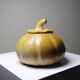 Vintage carved and polished stone box, pumpkin vintage craft 1980-1990