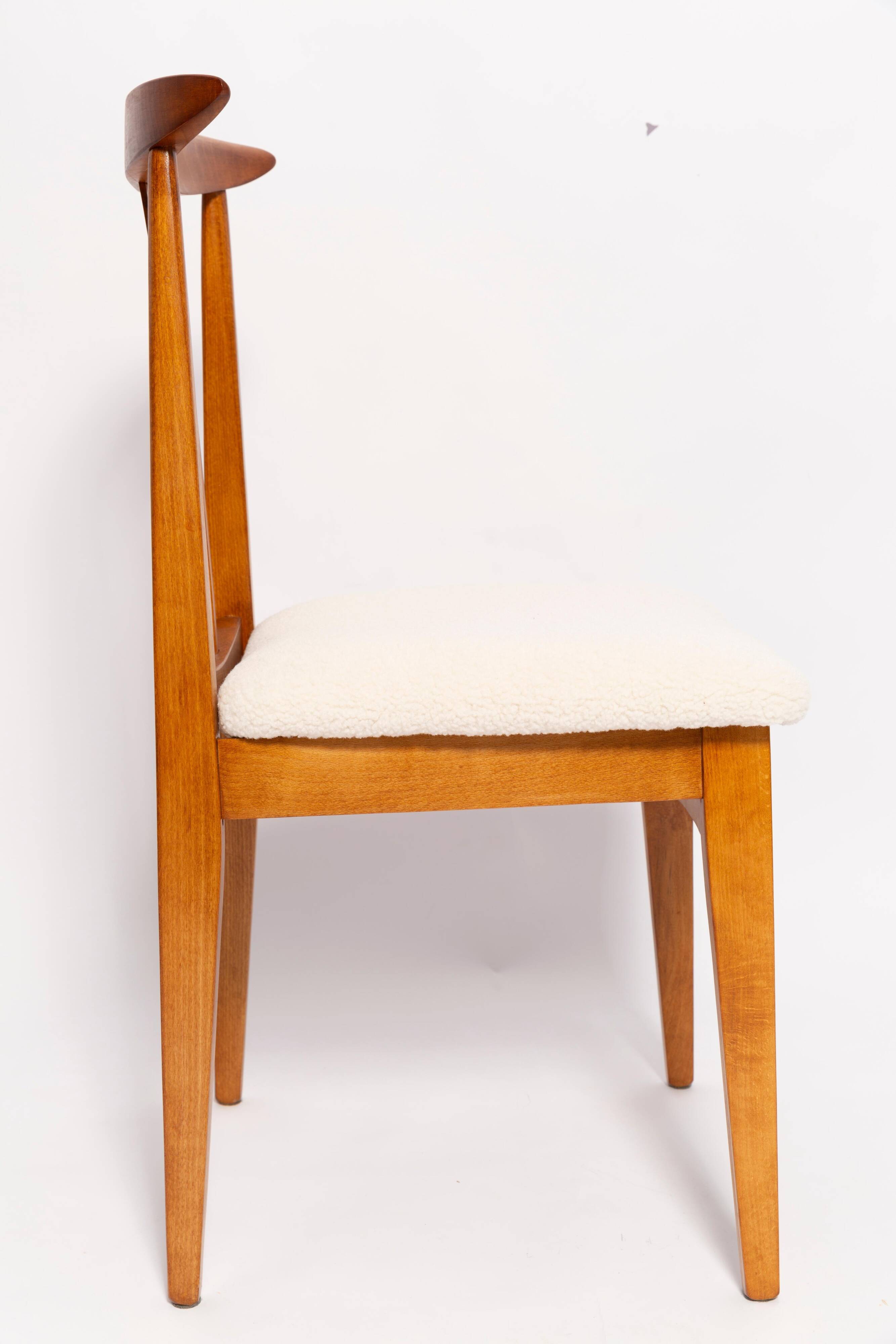 Ivory cream boucle chair mid-century by M. Zielinski, Europe, 1960s