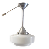 Suspension style Bauhaus globe opaline XL - années 30/40