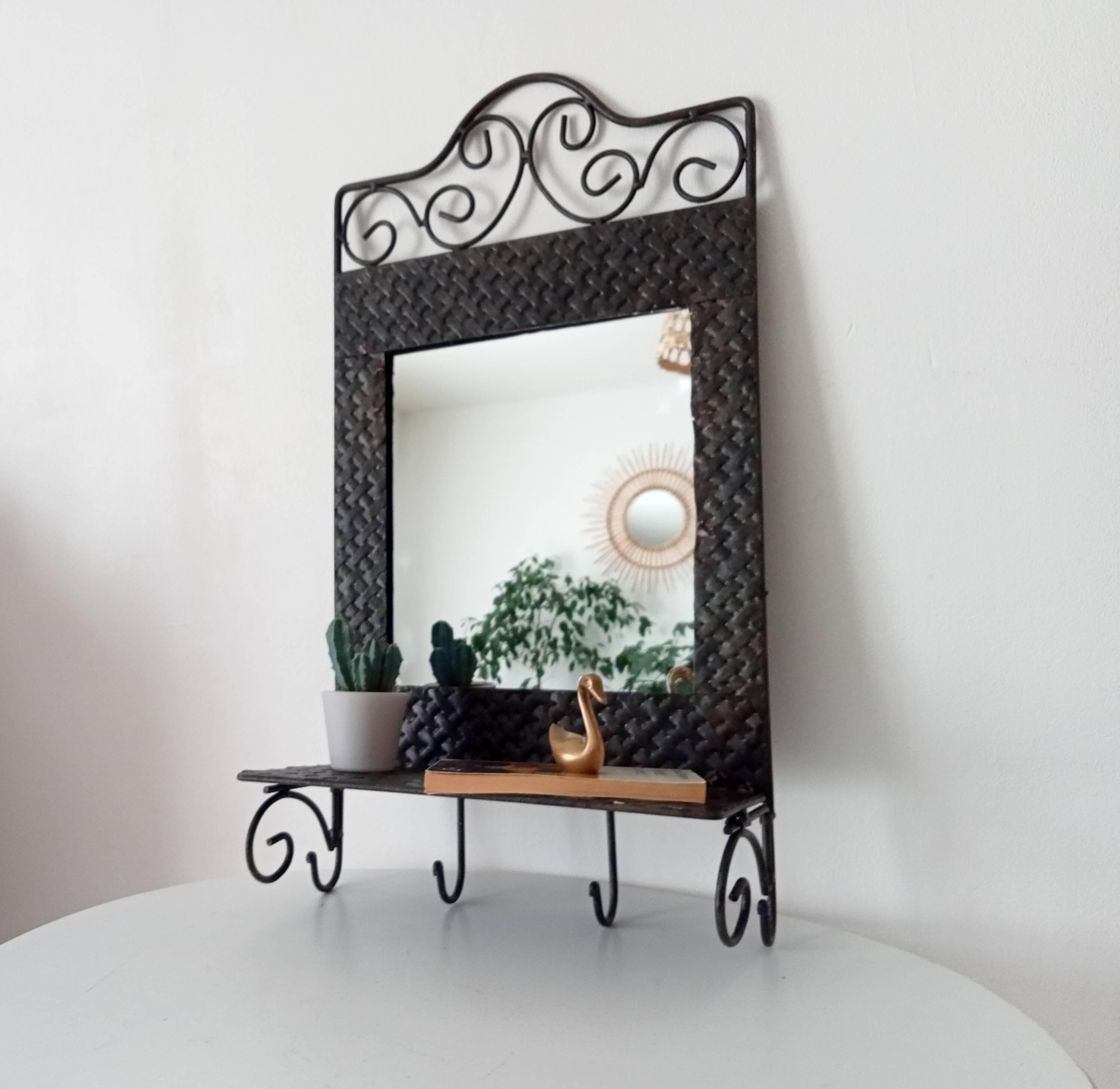 Vintage wrought iron tablet mirror