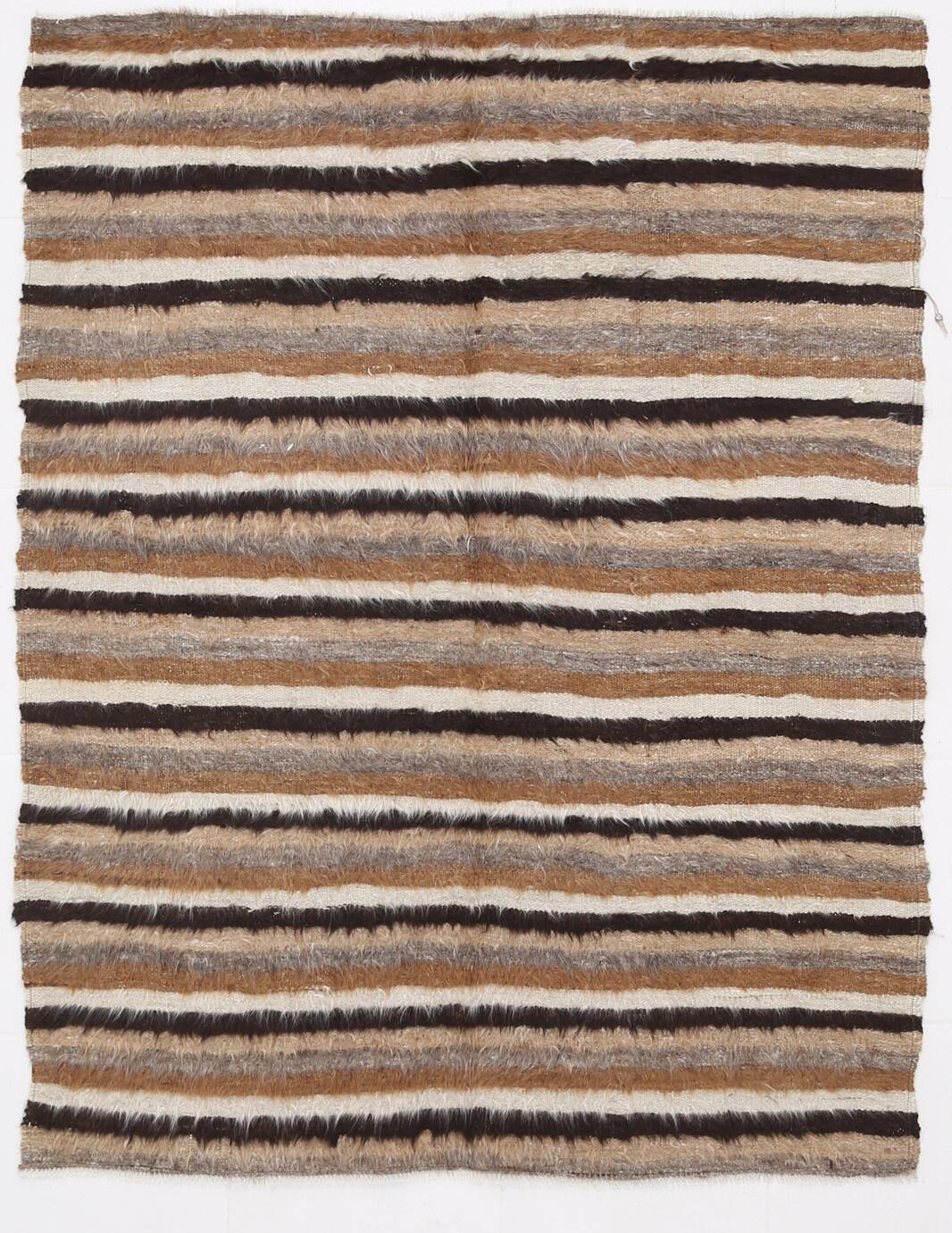Striped Brown & Beige Vintage Kilim Rug, 133x170Cm