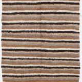 Striped Brown & Beige Vintage Kilim Rug, 133x170Cm