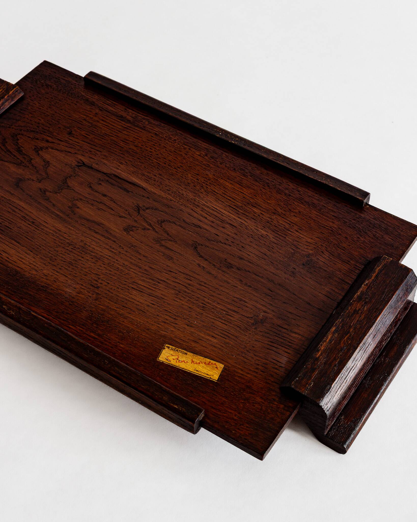 Plateau de service en bois massif de style Art Déco – Années 40-60