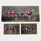 Vintage Adri Belgique ceramic nesting tables mimiset: 1 coffee table and 2 sidetables, 1960s