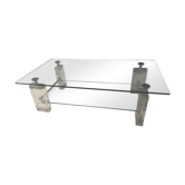 Coffee table made of glass and plexiglass.
