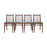 Ensemble de quatre chaises vertes vintage