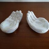 Pair of empty iridescent hand pockets in vintage ceramic 1960