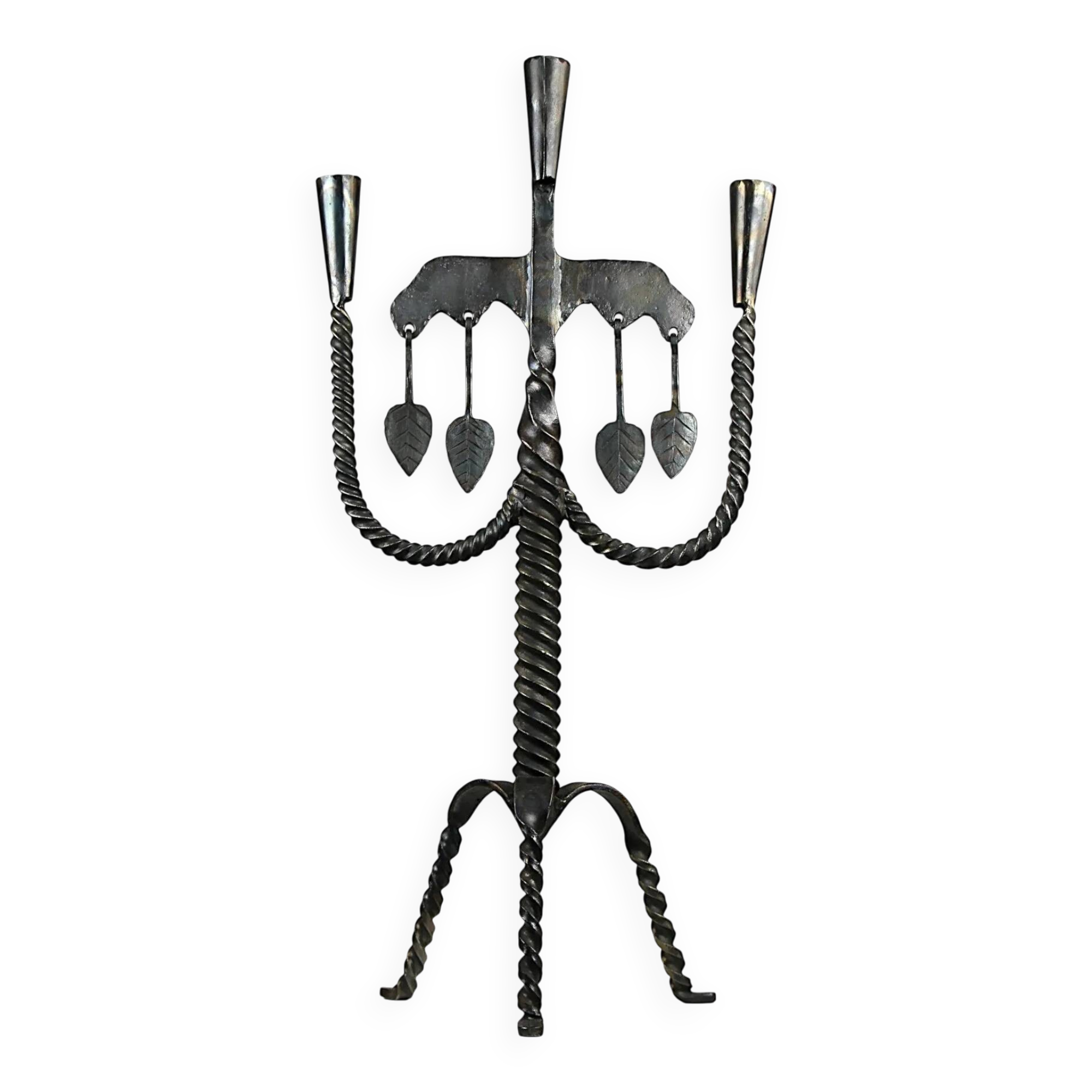 Hand-Forged Wrought Iron Brutalist Candelabra, Scandinavia — circa 1960s/1970s