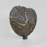 Large vintage ceramic heart-shaped vase signed 80s 35X38 cm