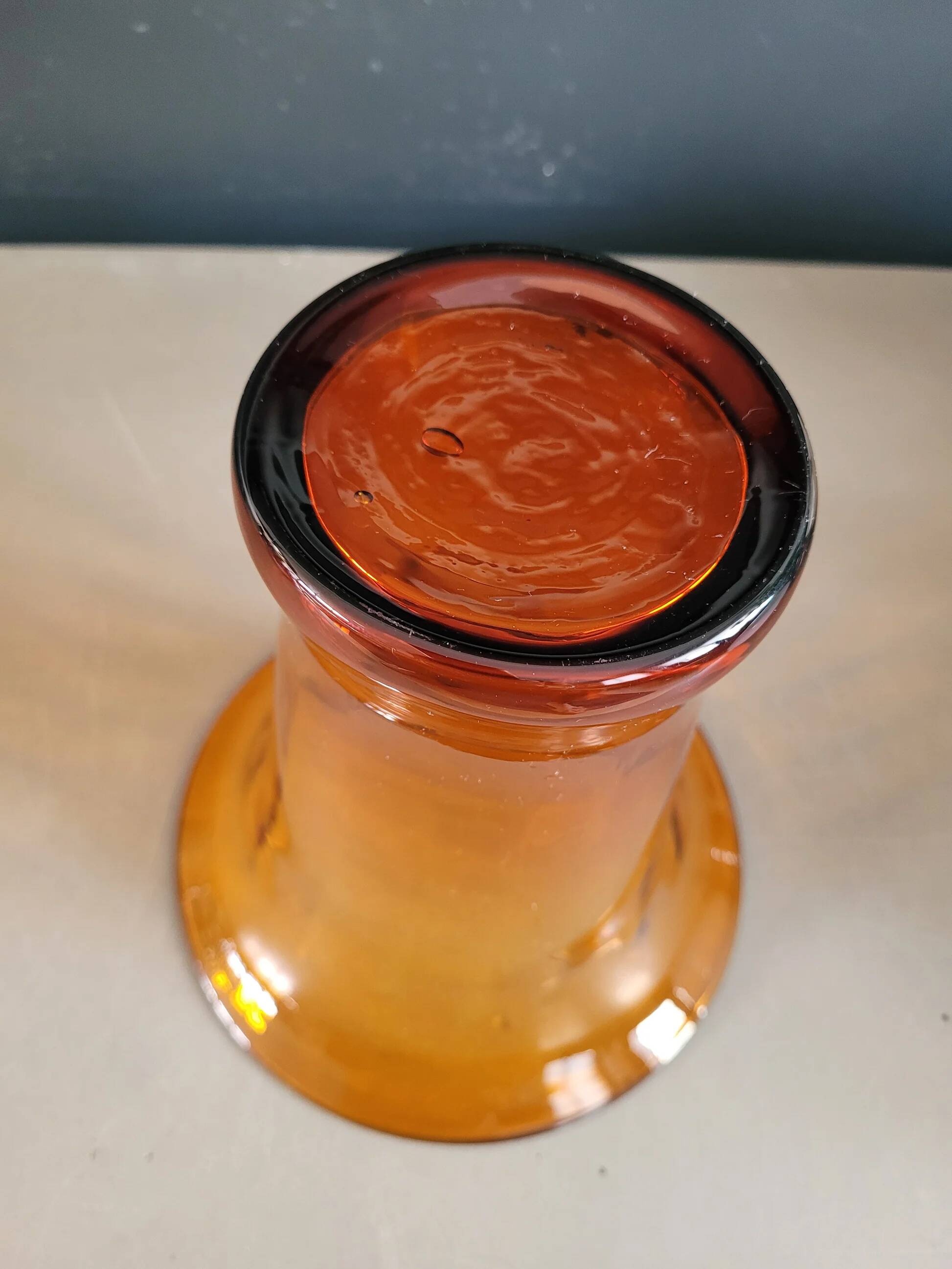 Amber glass flared vase