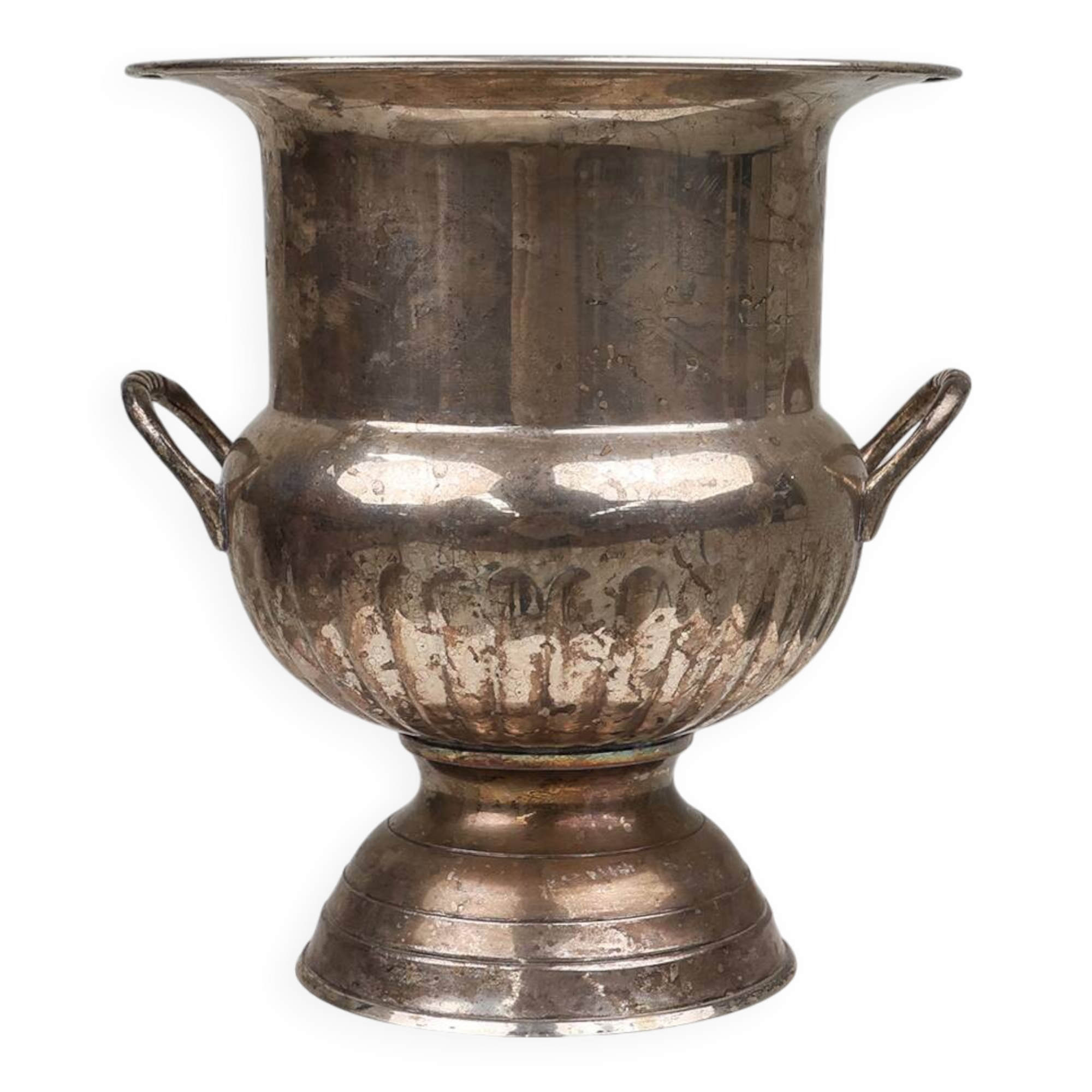 Antique Silver Plated Copper Champagne Bucket in Medicis Shape, 1890s