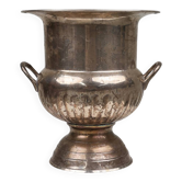 Seau à champagne ancien en cuivre plaqué argent de forme Médicis, années 1890
