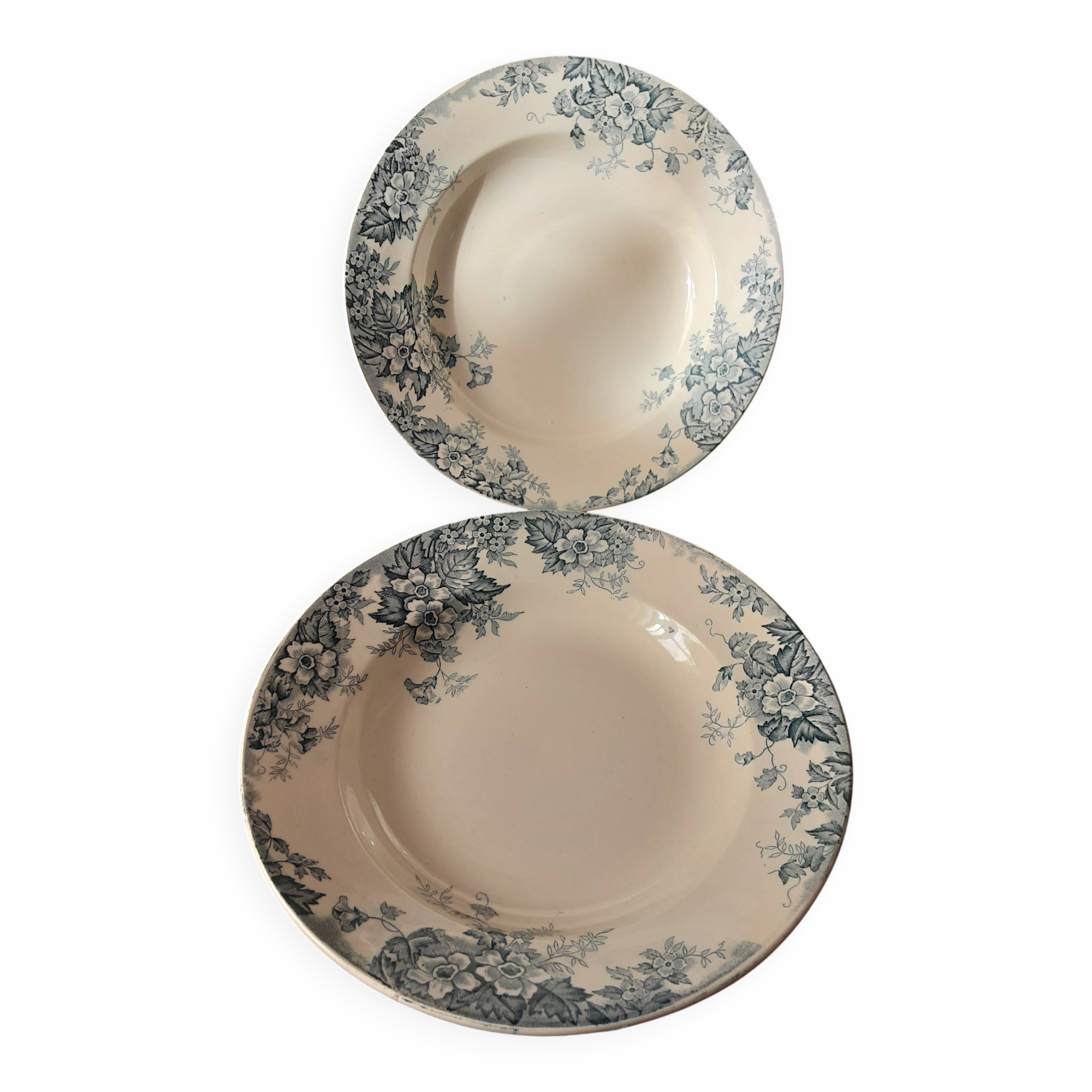 Set of 2 Moulin des loups Matrie Louise soup plates
