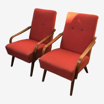 Paire de fauteuils Jaroslav Smidek Cesky Nabytek des années 40 art déco