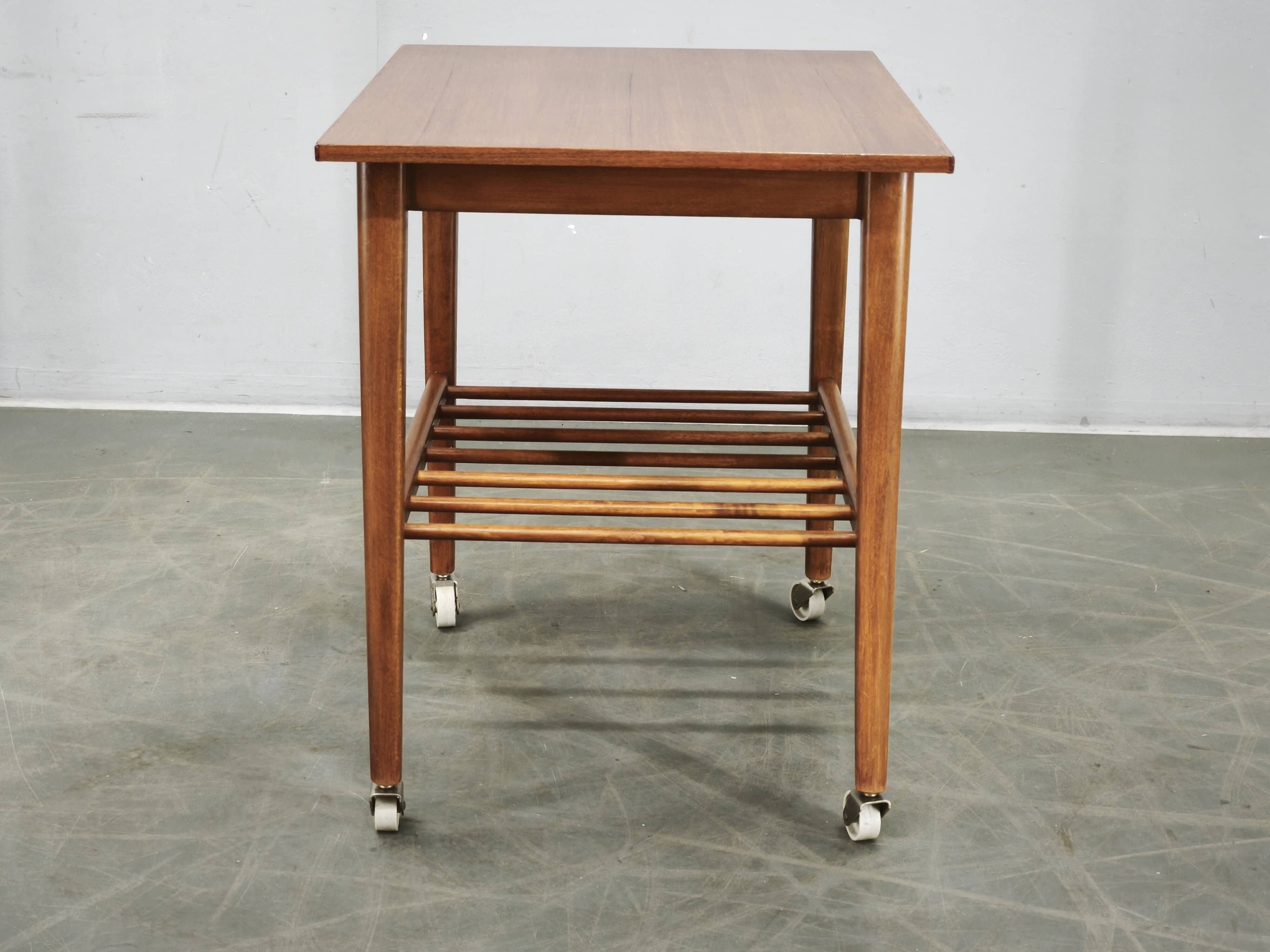 1960s Danish Modern Teak Serving Cart on Wheels