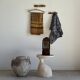 Small coat hook with two round flat button pegs in pine H8.