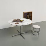 60s marble table with chrome cross base