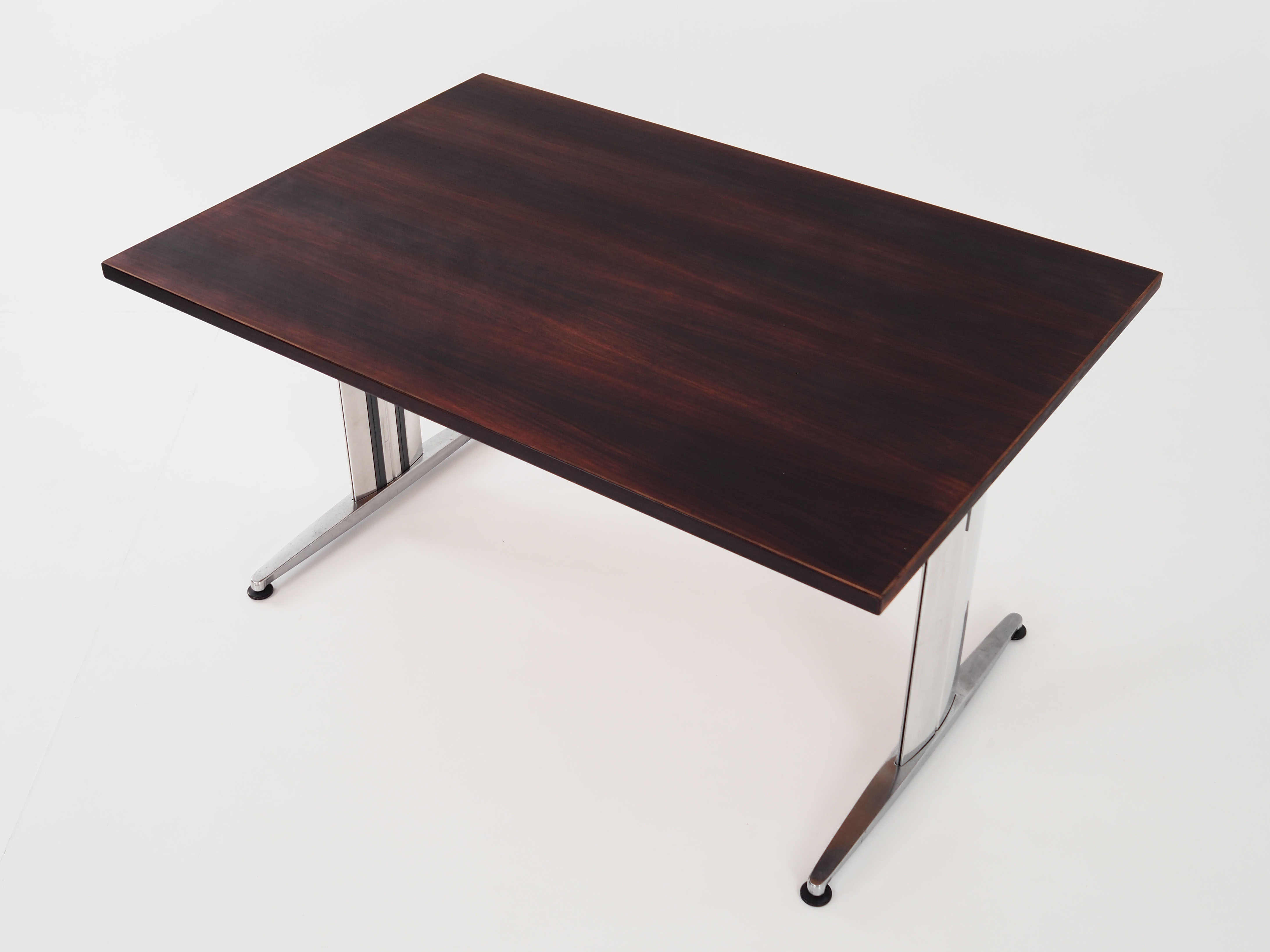 Desk, chrome construction, rosewood top, Scandinavian design