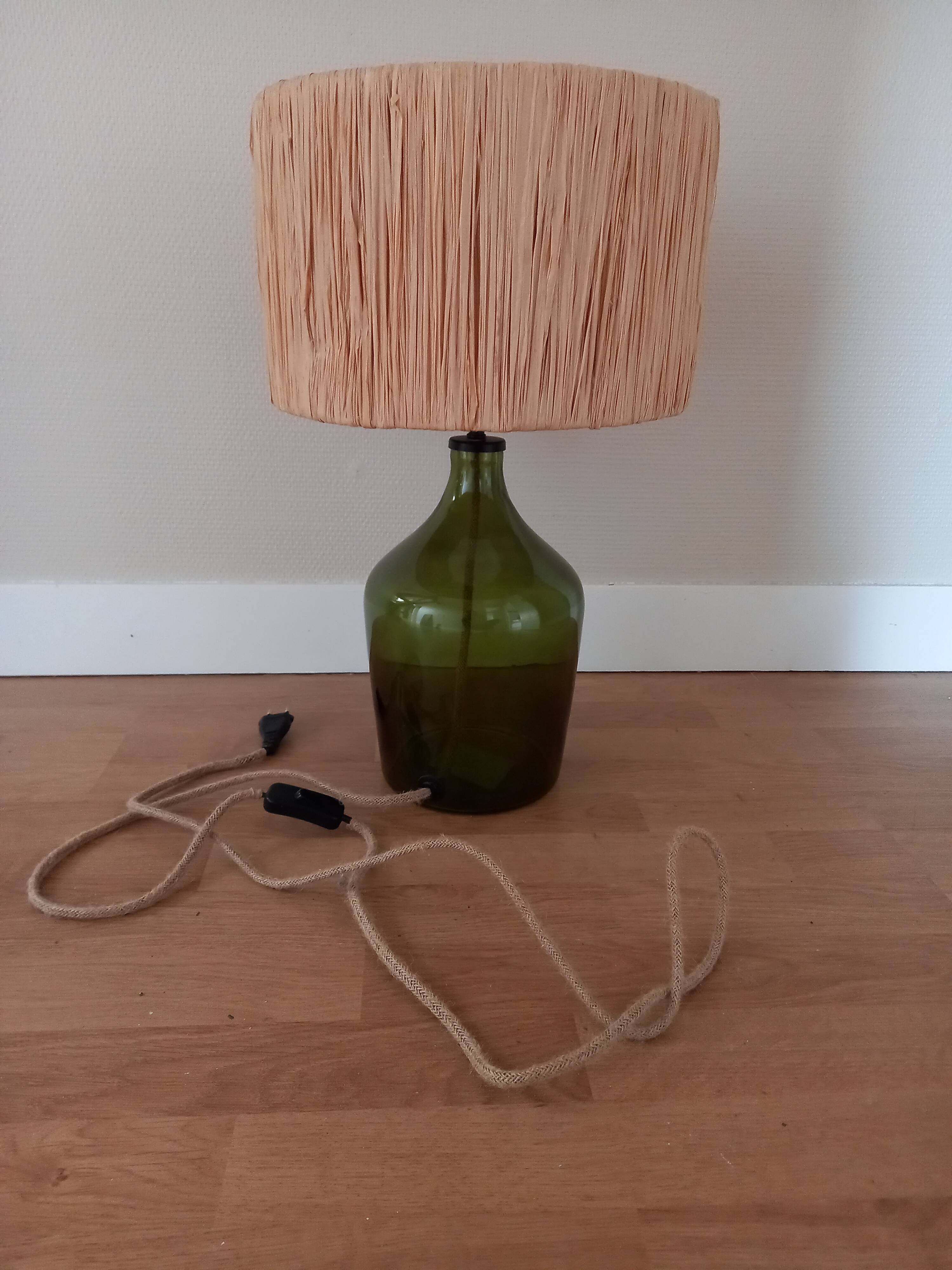 Lampe dame Jeanne / Abat jouren jute