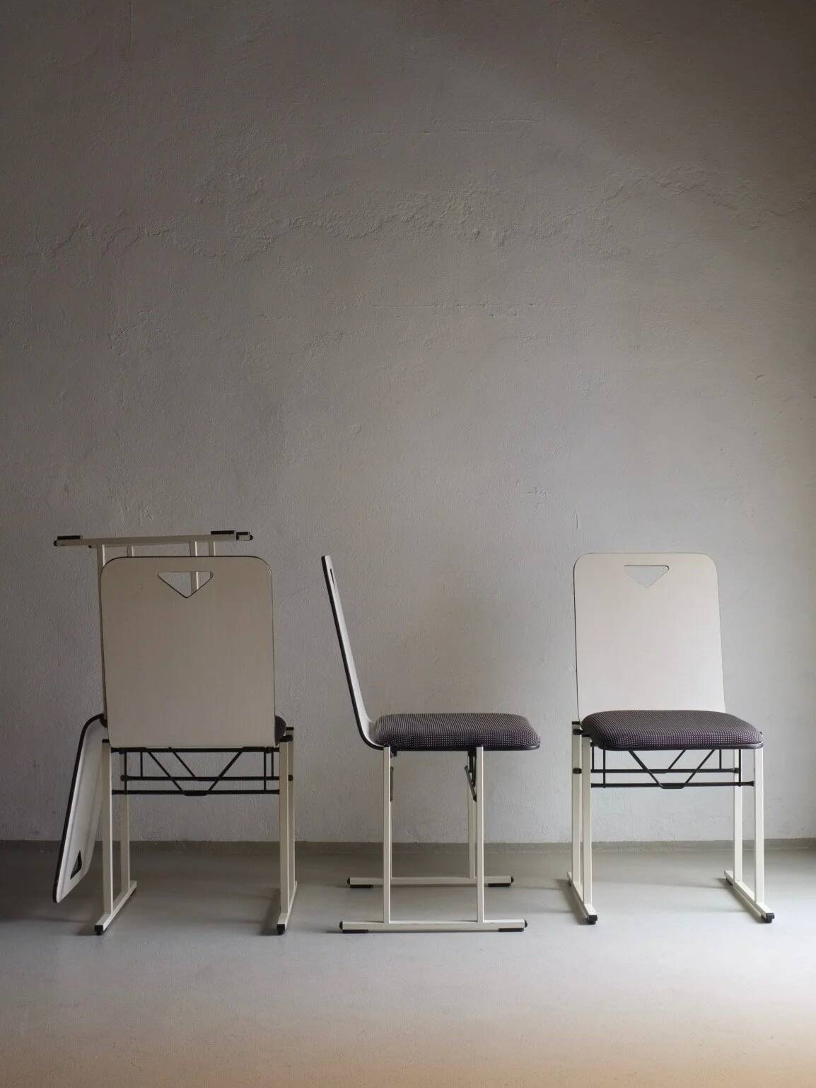 4 chaises en métal blanc par Yrjö Kukkapuro pour Avarte, Finlande, années 1980