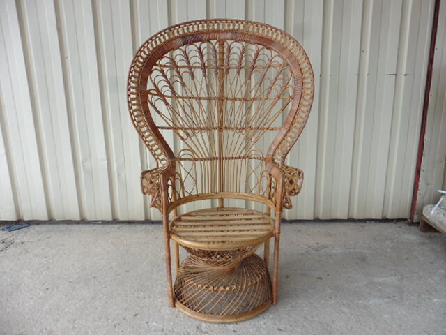 Fauteuil Emmanuelle en osier avec son coussin