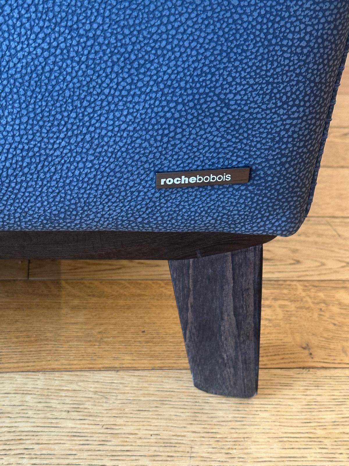 Roche Bobois blue leather sofa