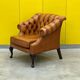 Vintage Chesterfield Regency Style Brown Leather Club Armchair