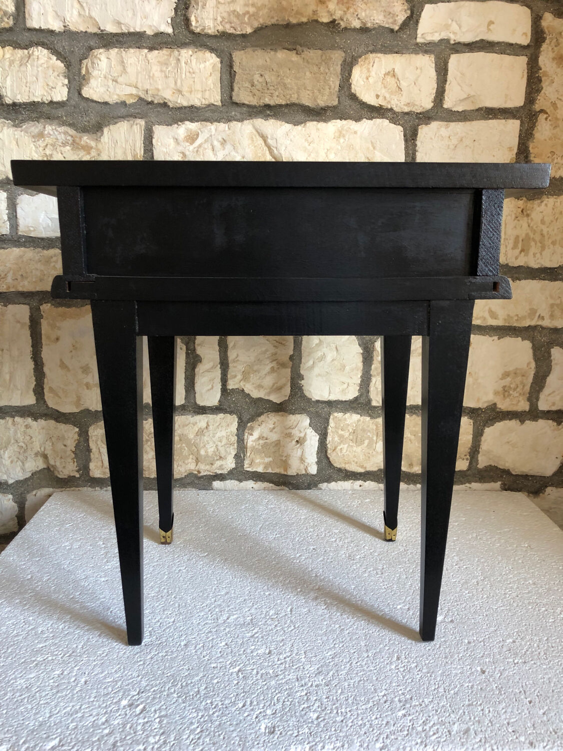 Vintage black and brass bedside table - 1950s style