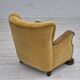 Fauteuil relax danois des années 60, revêtement en velours jaune honning, bois de chêne.