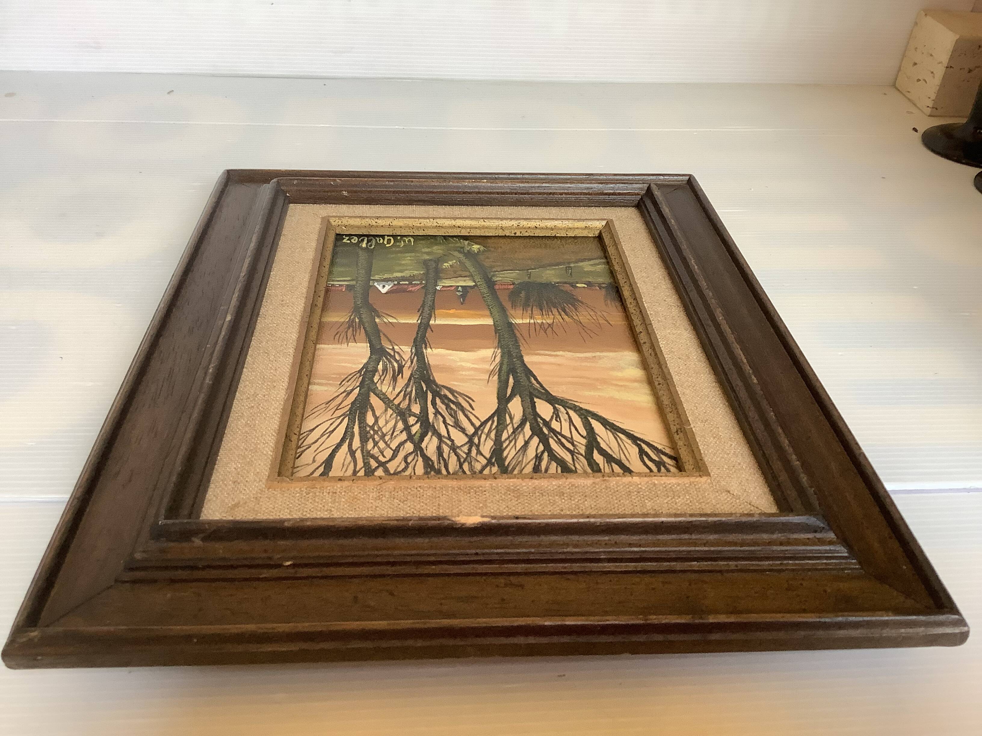 Autumn landscape painting in oil on canvas, signed.