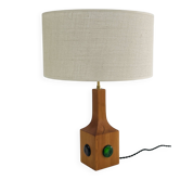 Swedish wooden lamp with glass paste cabochons, 1960s-70s