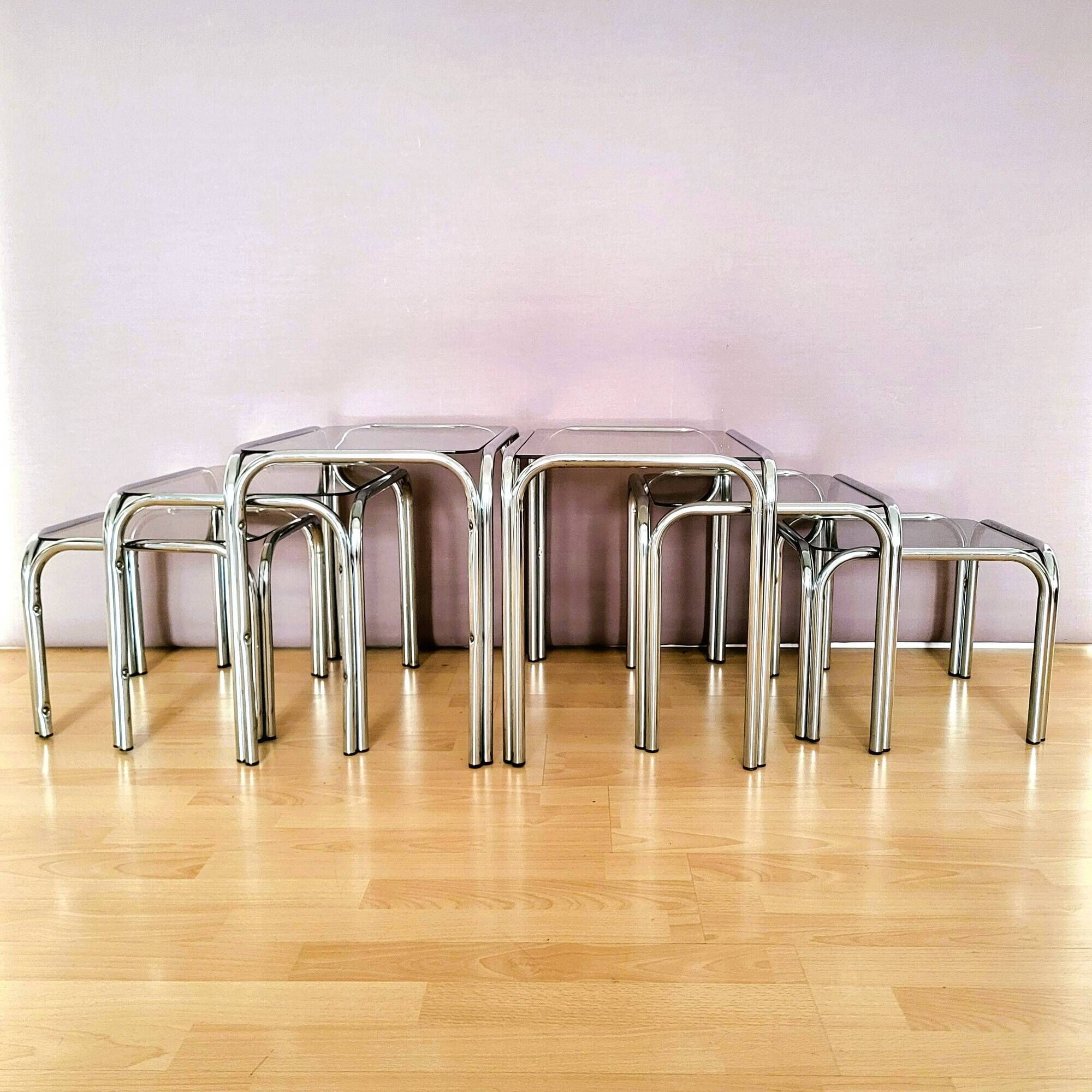 Italian nesting tables chrome "in perfect condition"