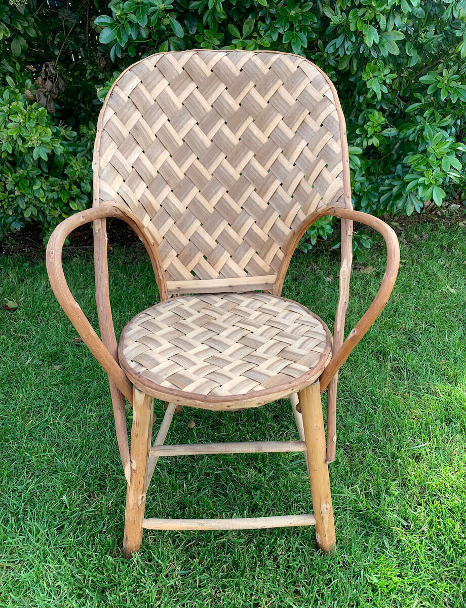 Trio of braided chestnut chairs