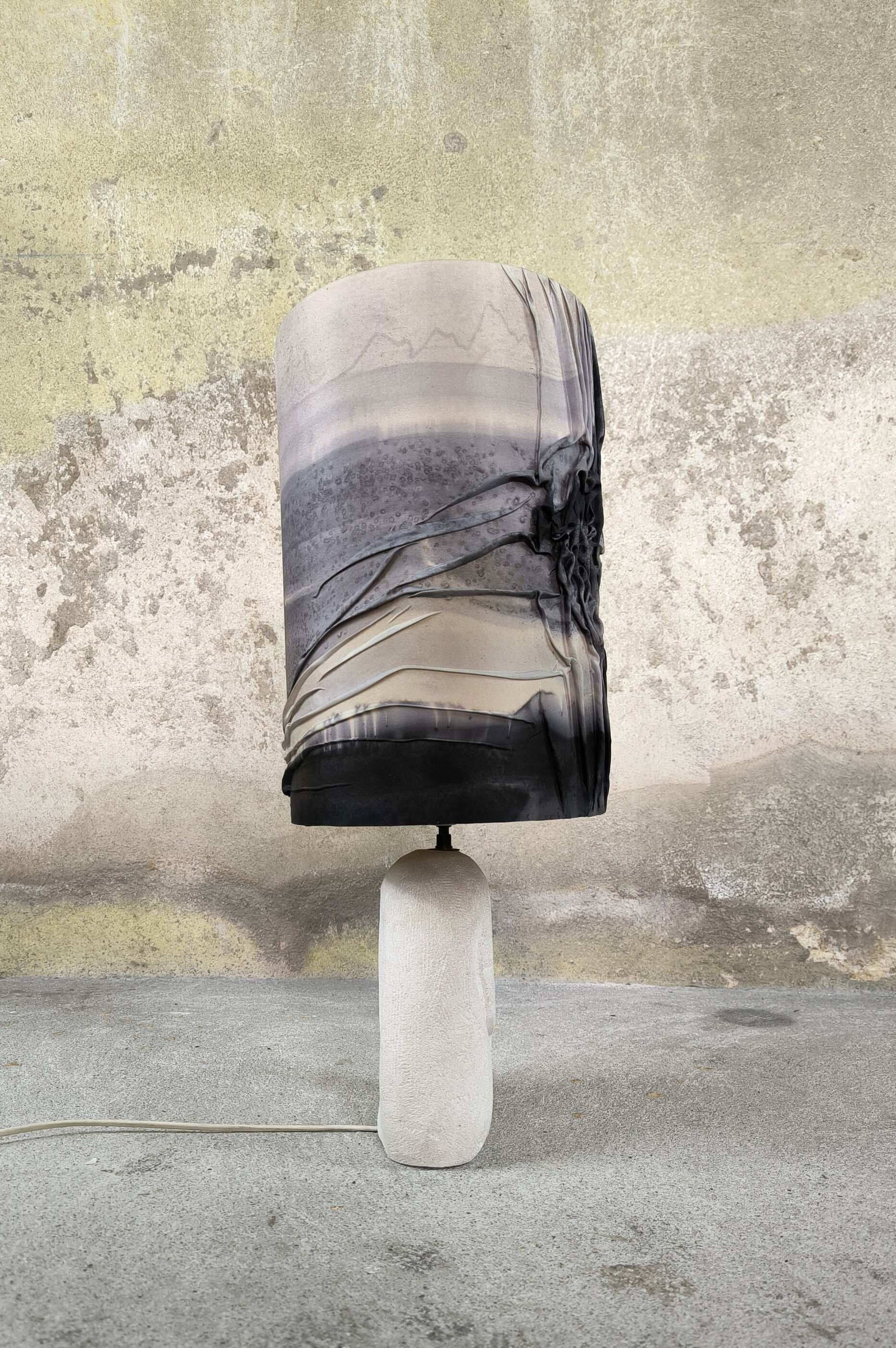 Vintage owl lamp made of natural stone