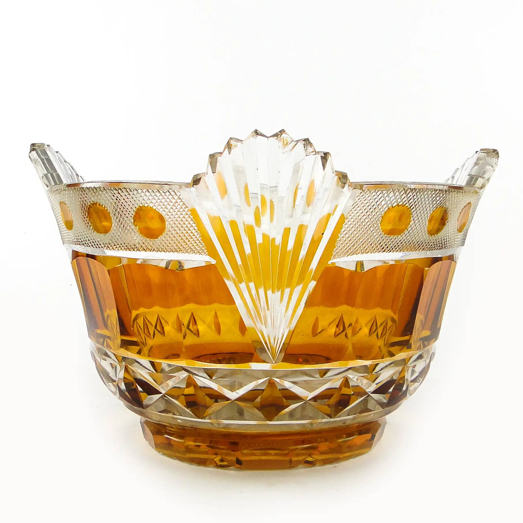 Mid-century modern fruit bowl, crystal, Poland, 1970s