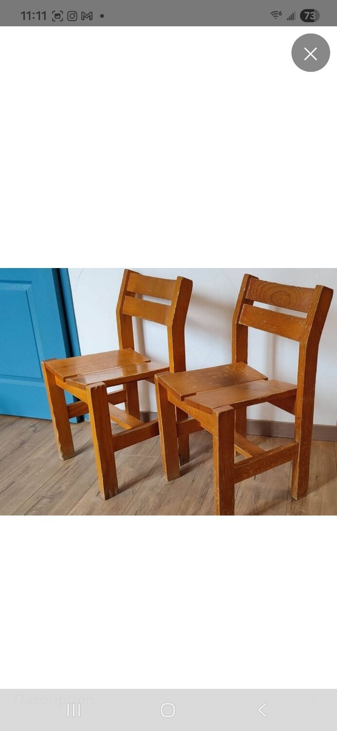 Pair of chairs the arcs Charlotte Perriand