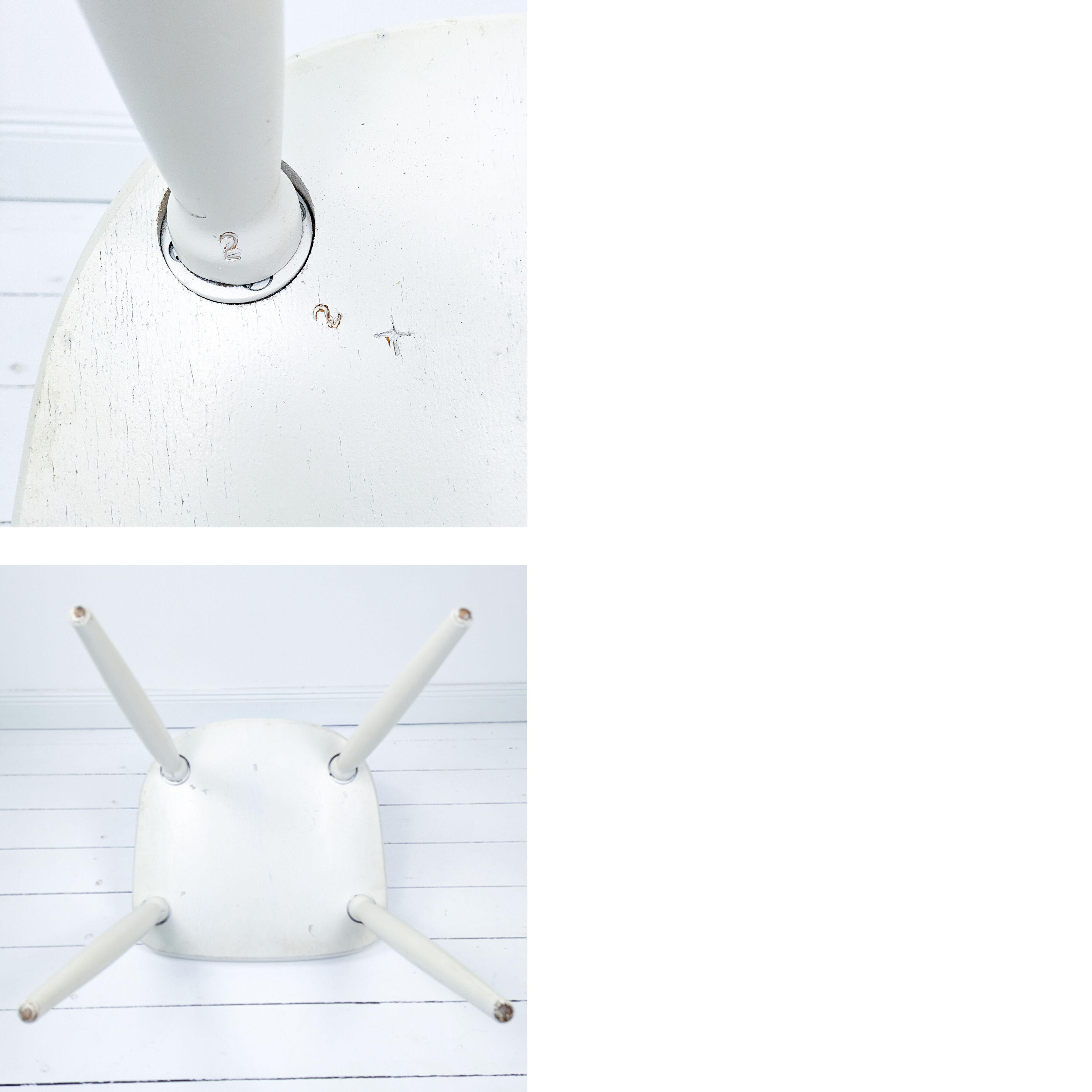 Chaise vintage blanche en bois