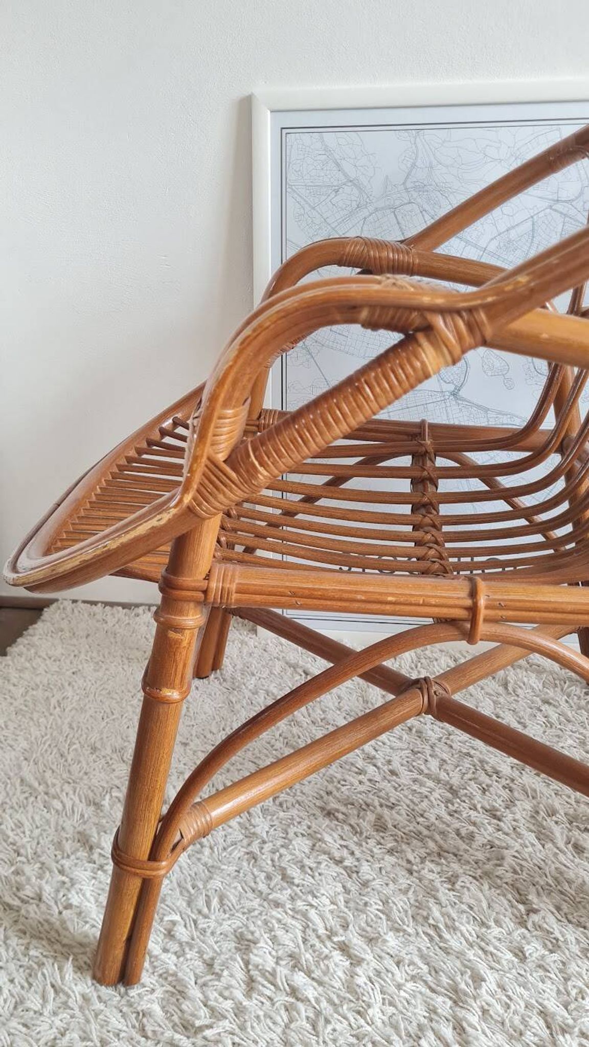 Paire de fauteuils en rotin vintage circa années 70
