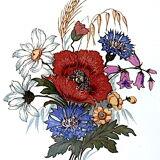 Circular dish with floral decoration and twisted edges