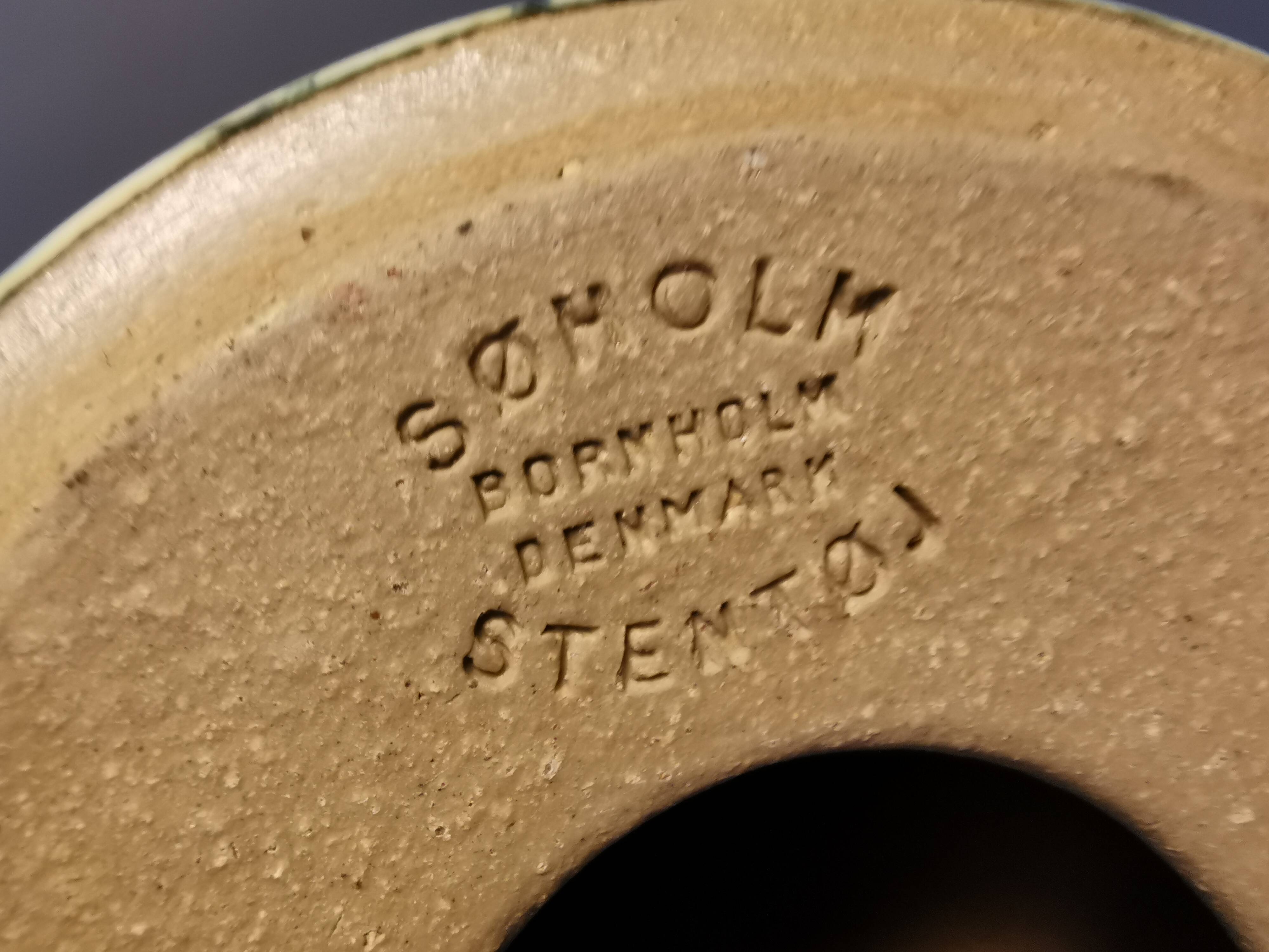 Handmade Beautiful partially glazed table lamp from Danish Søholm Ceramics, 1970s.