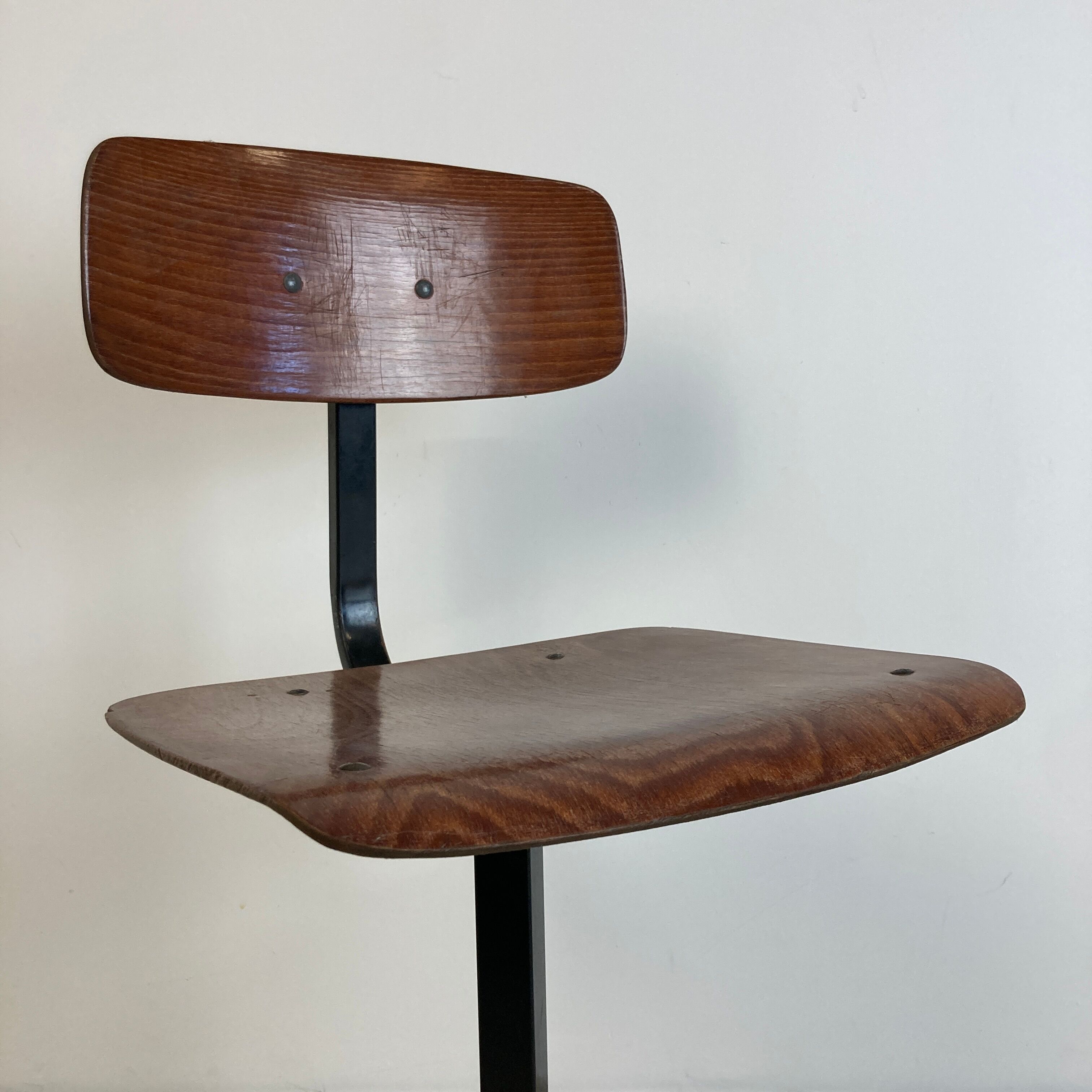 Office children's chair, wooden and metal, 70s