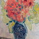 Painting by manfredo borsi. gouache. 1949. bouquet in blue vase