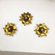 Set of 3 Golden Florentiner Leaf Theatre Wall Ceiling Light Sconces, Italy 1960s