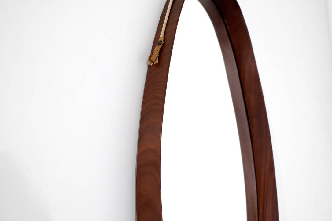 Vintage oval wooden mirror, Italy, 1960s.